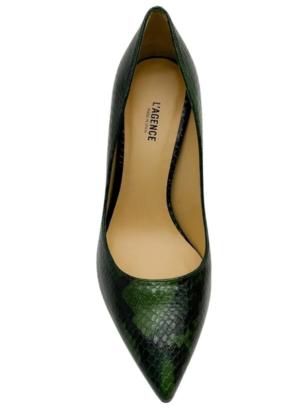 L'Agence Winter Moss Leather Snake Embossed Eloise Pumps